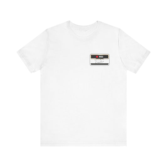 Content Creator name tag shirt