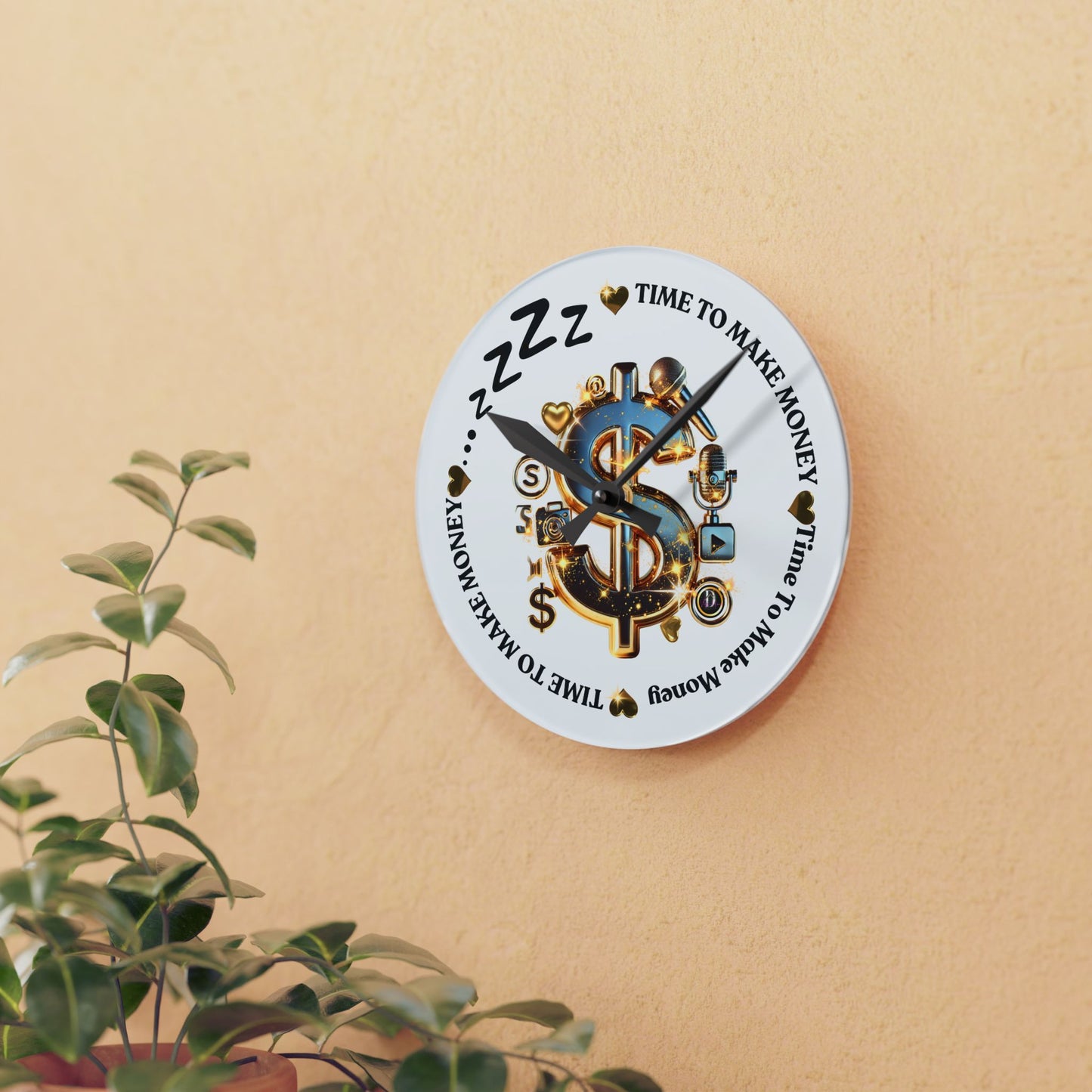 TIME IS MONEY Acrylic Wall Clock